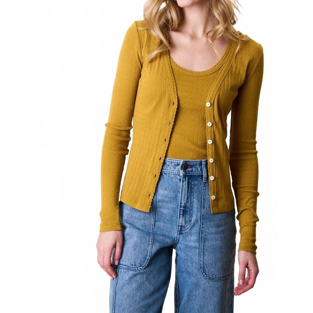 NEW MAREA pointelle cardigan in chartreuse
